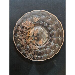 Vintage Cambridge Glass Silver Overlay Flanders Poppy Platter